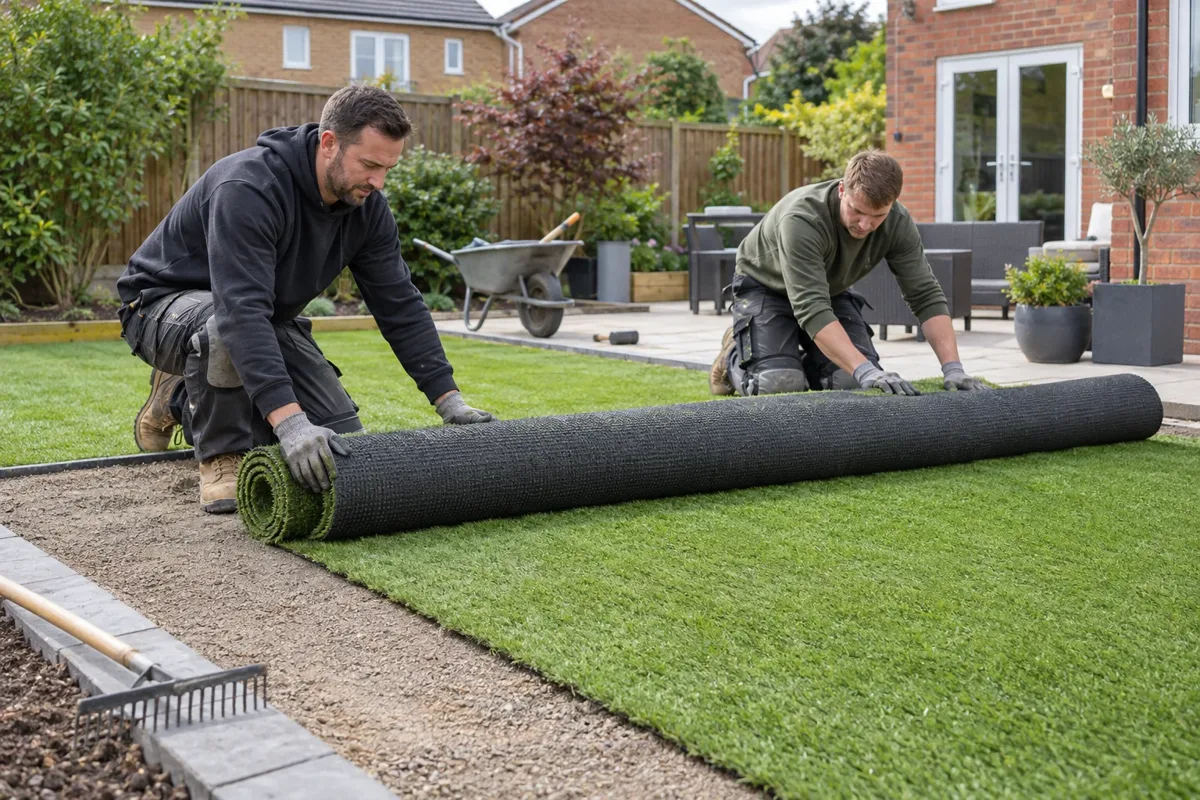 Artificial grass installation work