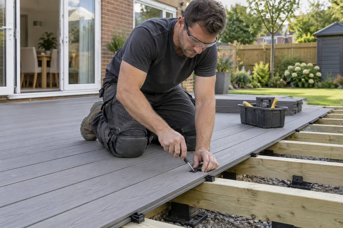 Composite decking installation work